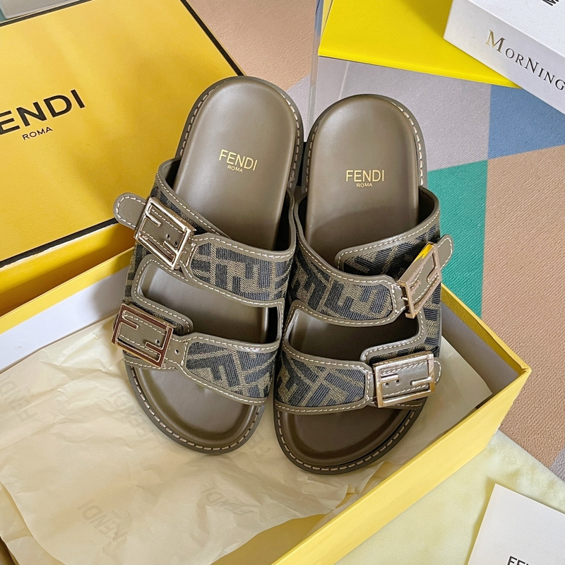 F**di feel sandals sandals fabric ff olive green