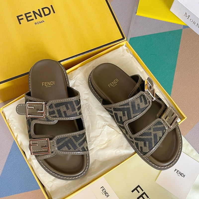 F**di feel sandals sandals fabric ff olive green