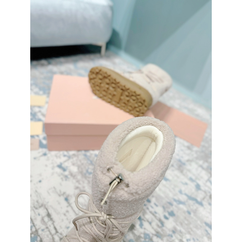 Miu Miu Shearling Après-Ski Boots Beige