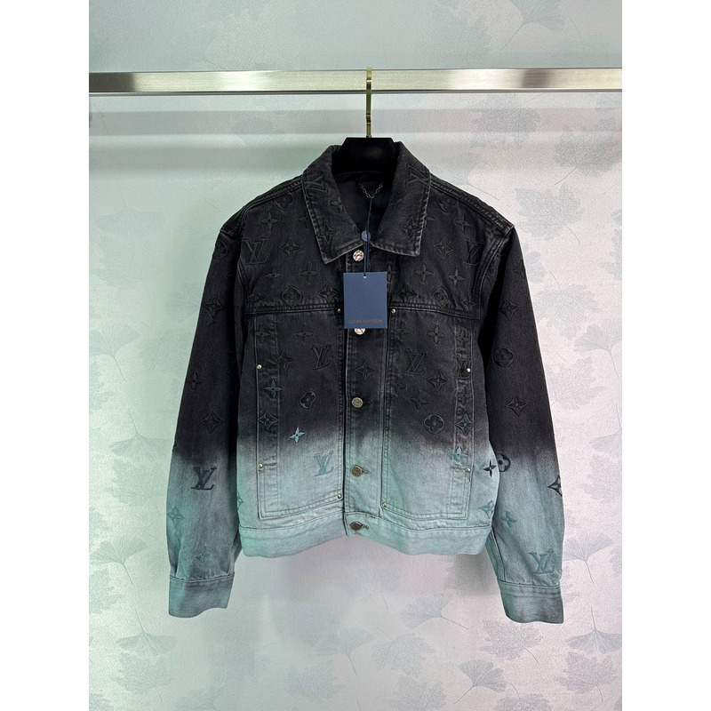 l**is V*t*n embroidered denim blouson black&blue