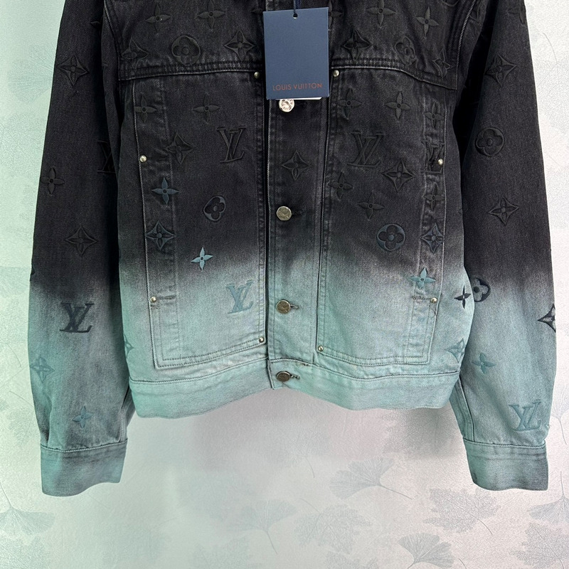 l**is V*t*n embroidered denim blouson black&blue