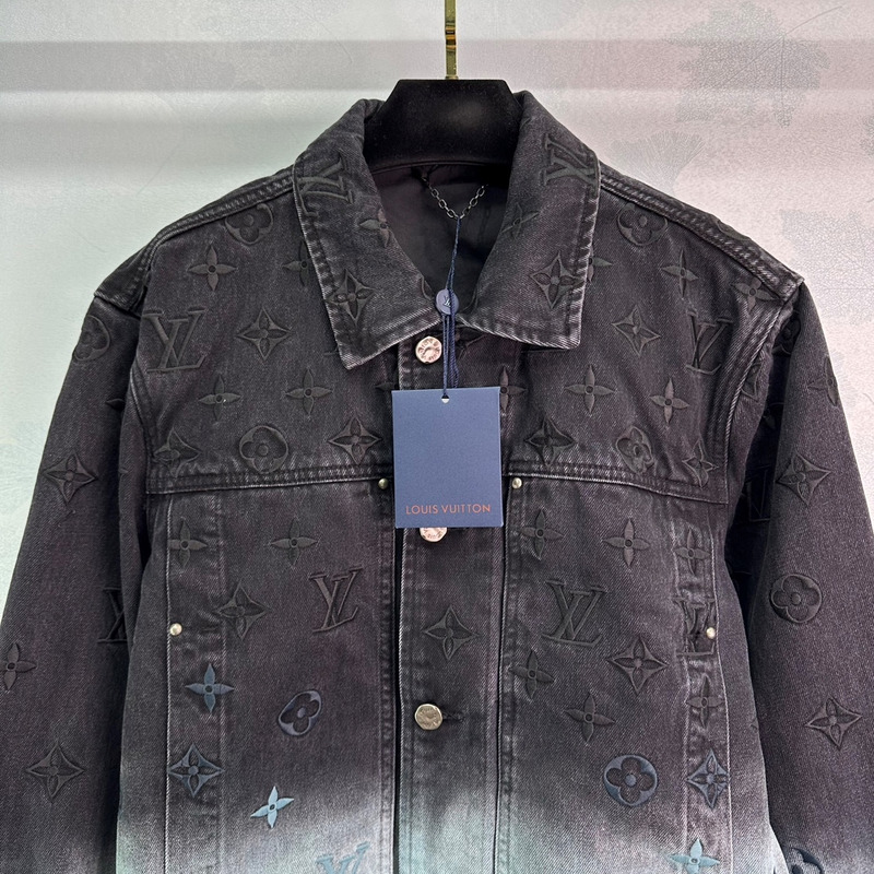 l**is V*t*n embroidered denim blouson black&blue