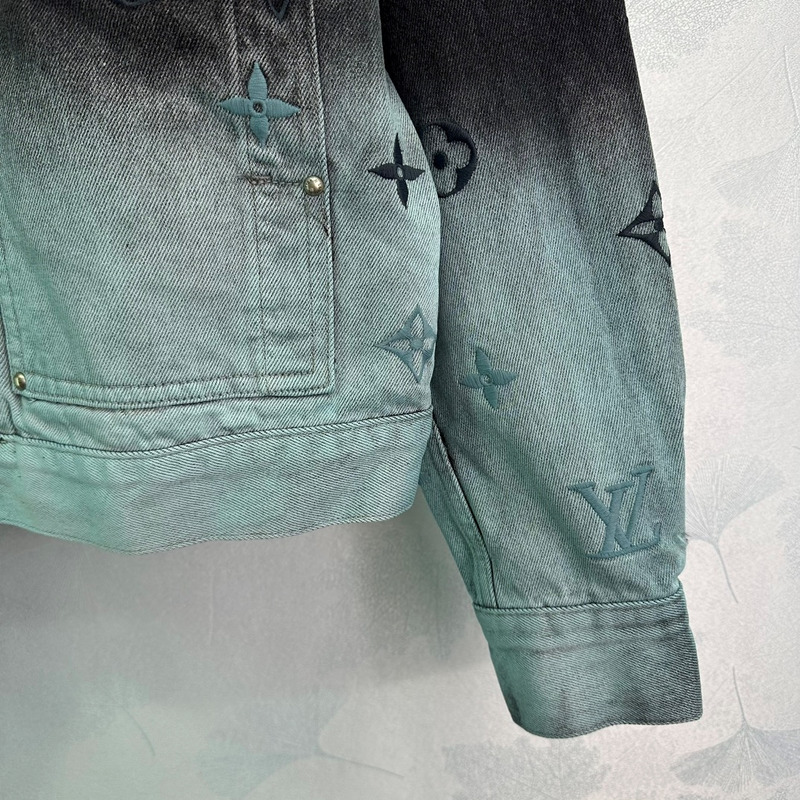 l**is V*t*n embroidered denim blouson black&blue