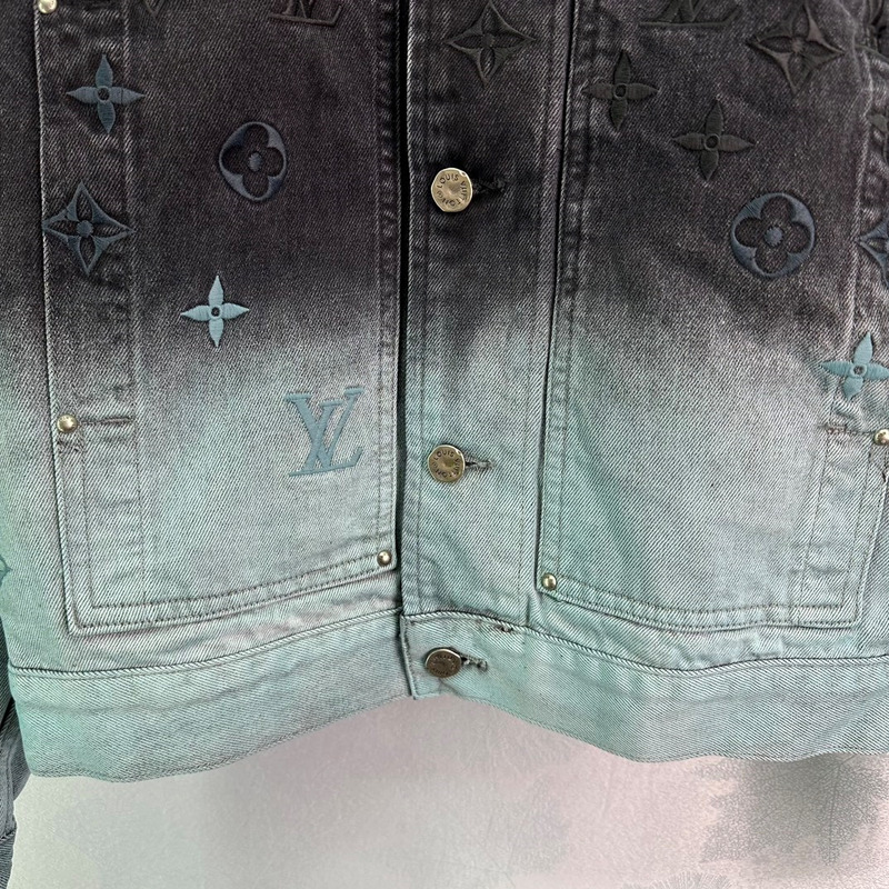 l**is V*t*n embroidered denim blouson black&blue