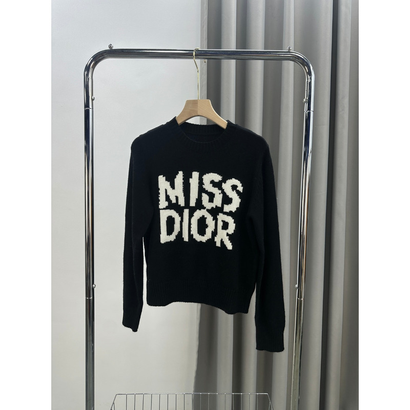 D*or cashmere sweater with white miss D*or graffiti motif black