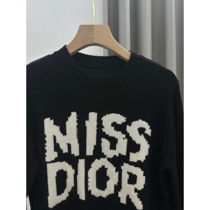 D*or cashmere sweater with white miss D*or graffiti motif black