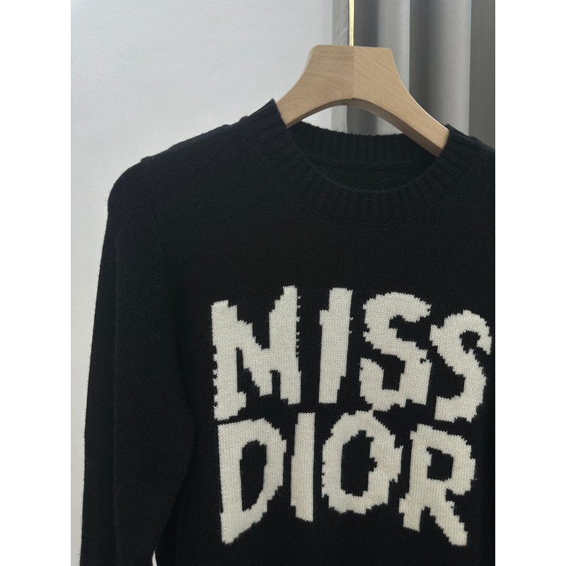 D*or cashmere sweater with white miss D*or graffiti motif black