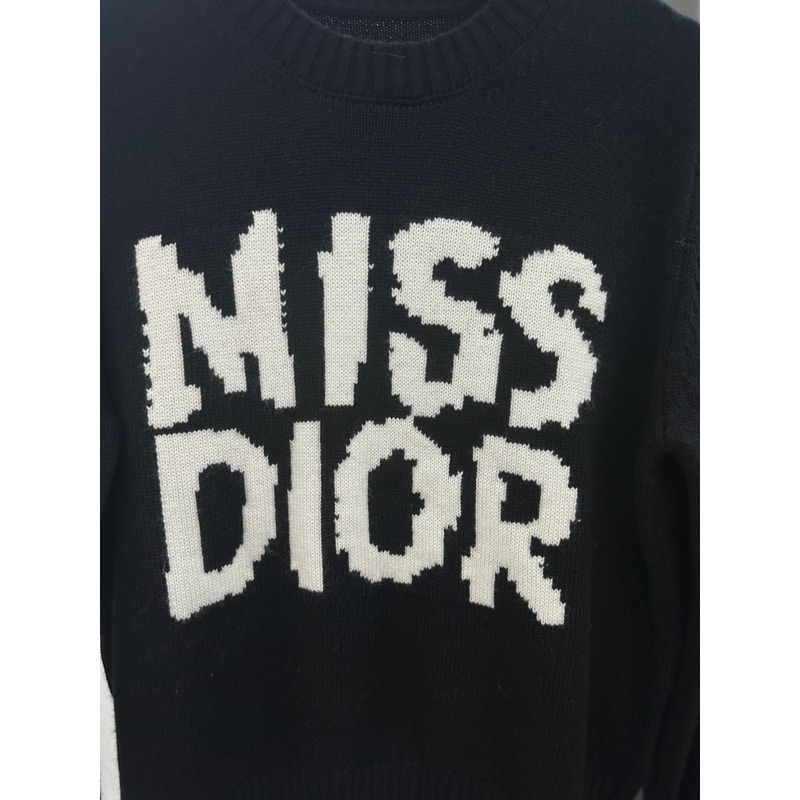 D*or cashmere sweater with white miss D*or graffiti motif black