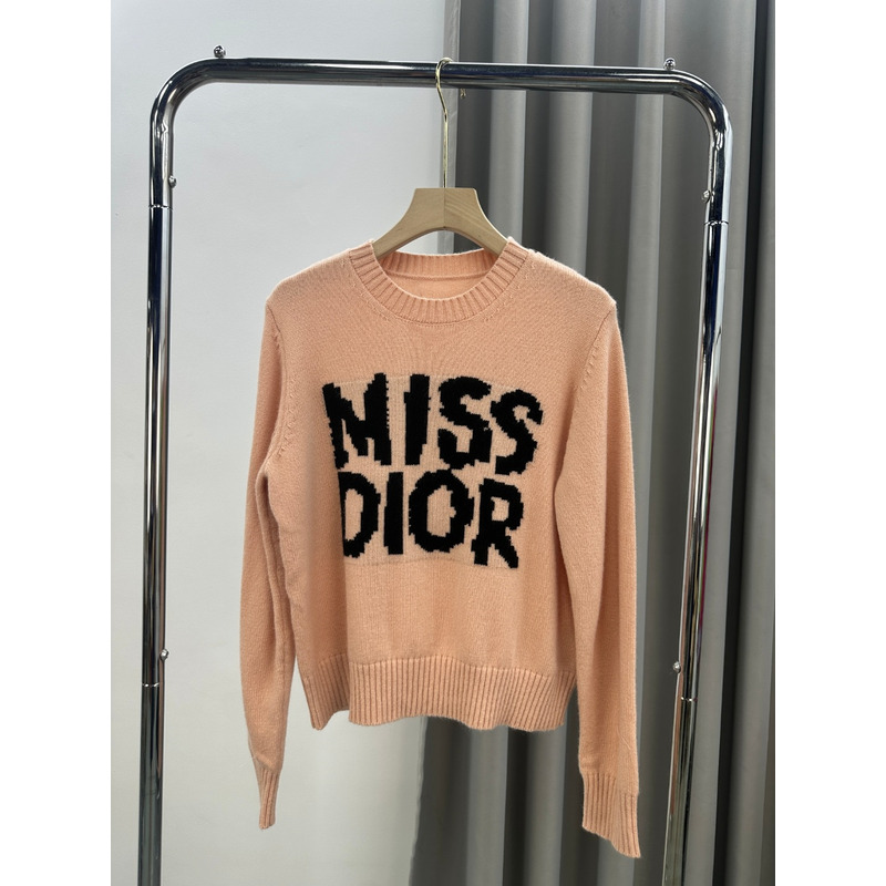 D*or cashmere sweater with black miss D*or graffiti motif pale pink