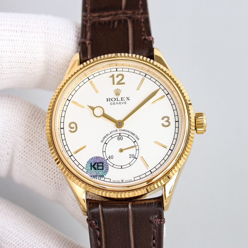 Rolex 1908 Intense White Dial, Alligator Leather Strap Gold 18k Watch