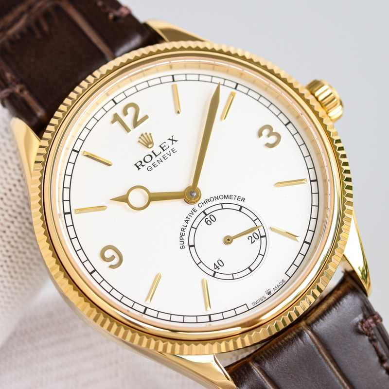 Rolex 1908 Intense White Dial, Alligator Leather Strap Gold 18k Watch