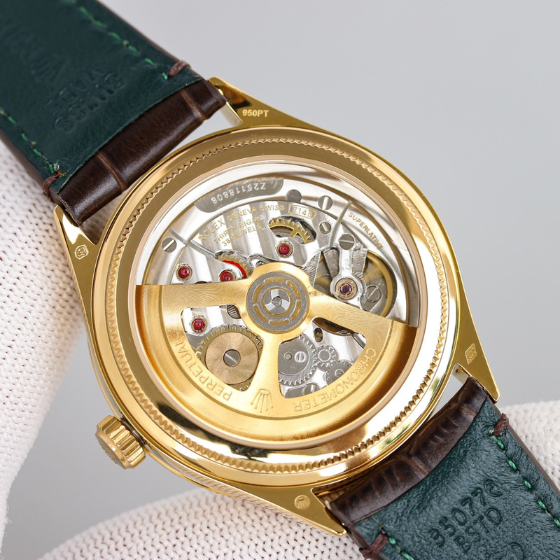 Rolex 1908 Intense White Dial, Alligator Leather Strap Gold 18k Watch