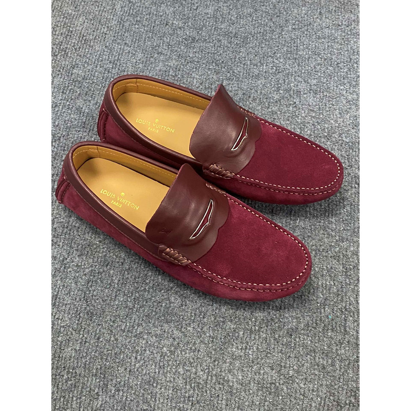 l**is V*t*n flat loafer suede leather burgundy