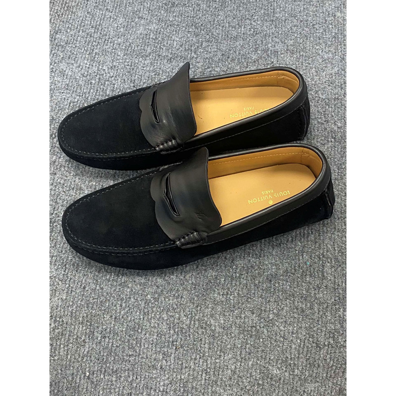 l**is V*t*n flat loafer suede leather black