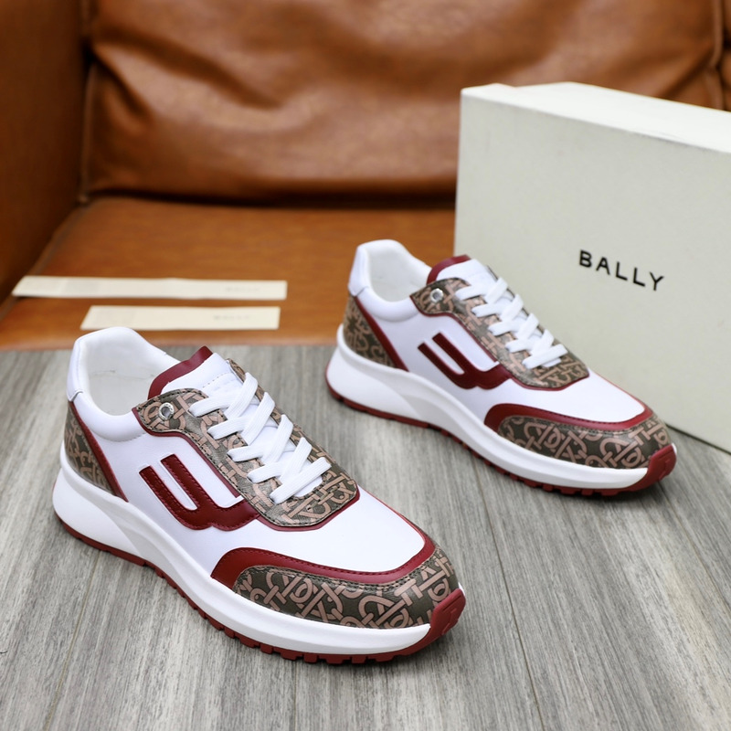 Bally Low-Top Sneaker In White/Brown/Red