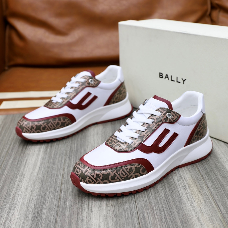 Bally Low-Top Sneaker In White/Brown/Red