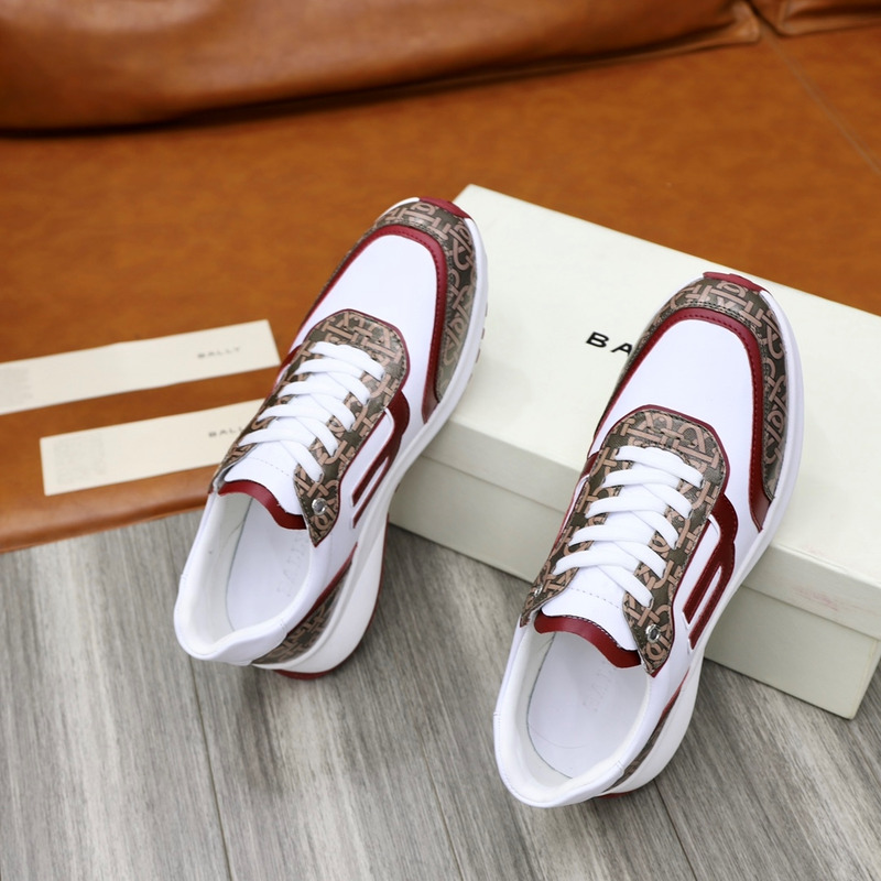 Bally Low-Top Sneaker In White/Brown/Red