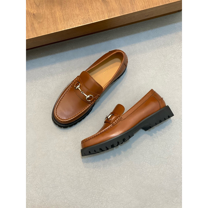 G*u*i logo loafer with horsebit brown