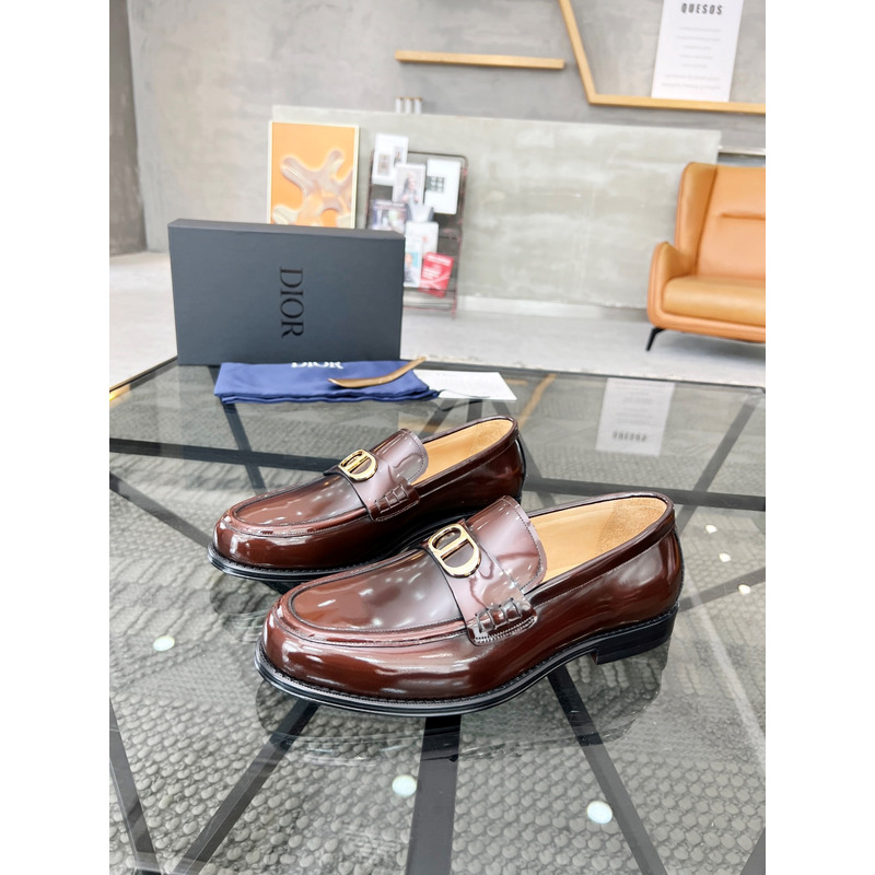 D*or granville polished calfskin loafer brown