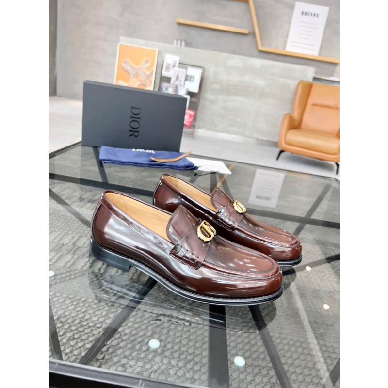 D*or granville polished calfskin loafer brown