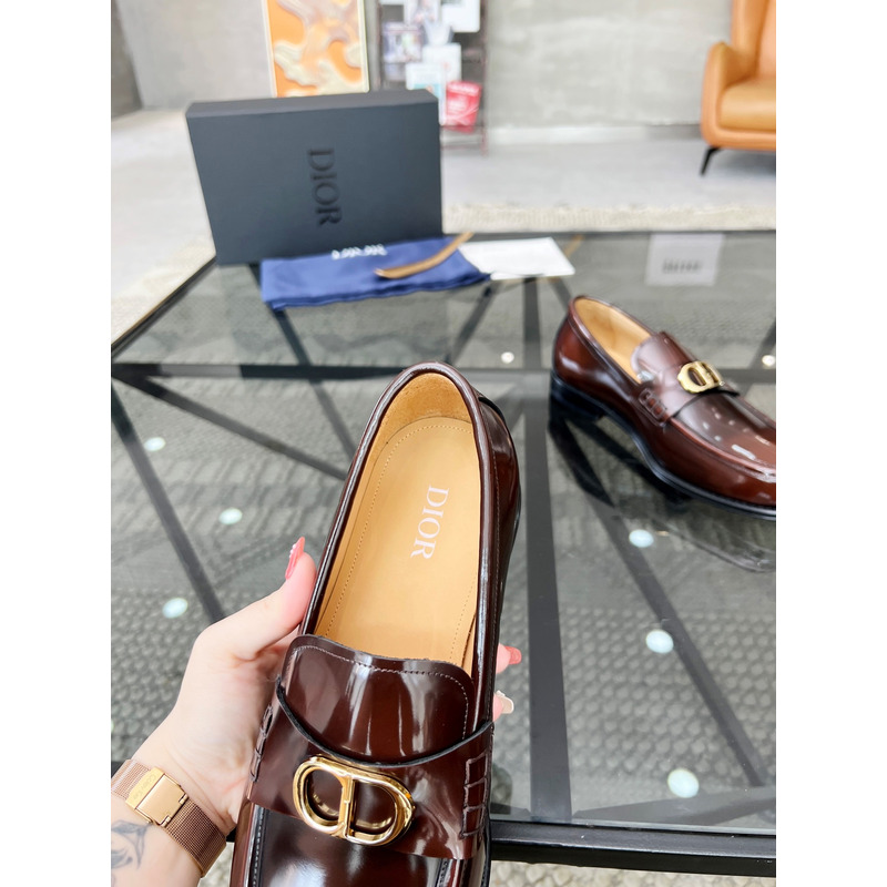 D*or granville polished calfskin loafer brown