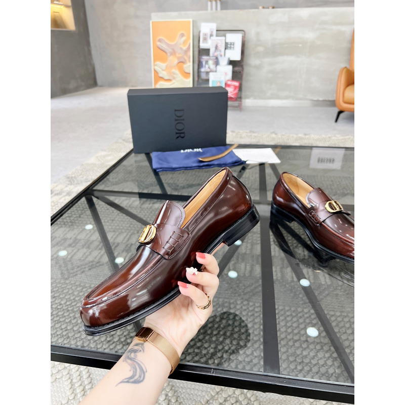 D*or granville polished calfskin loafer brown