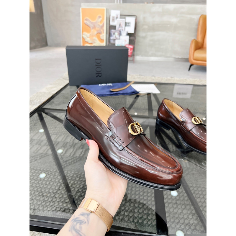 D*or granville polished calfskin loafer brown