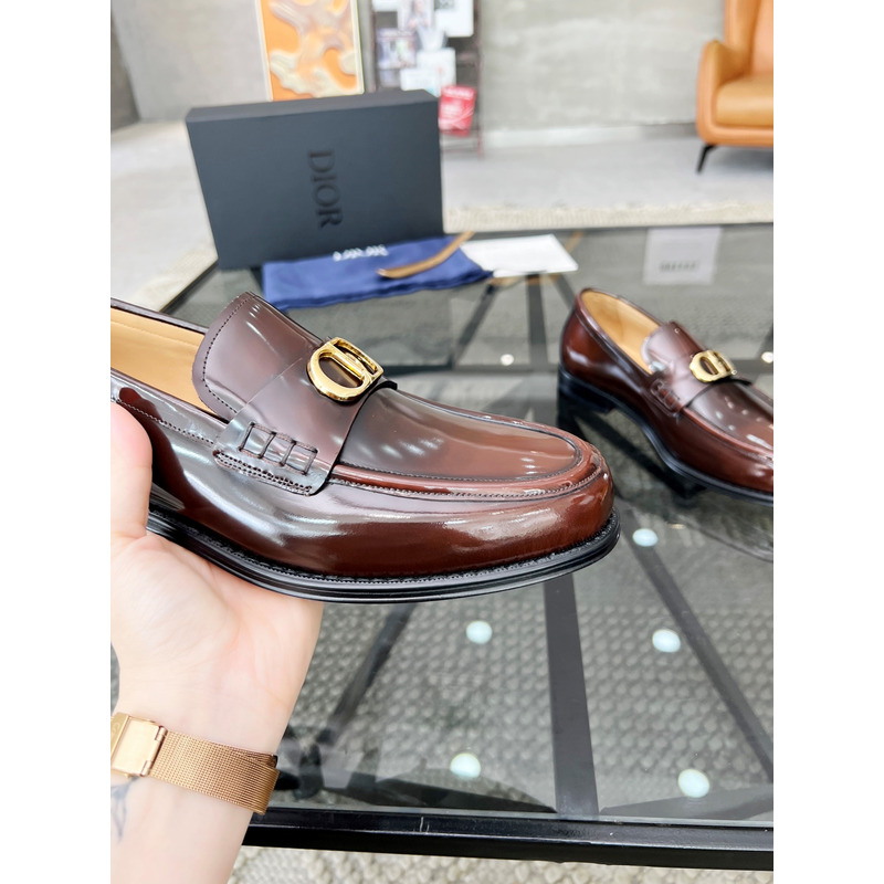 D*or granville polished calfskin loafer brown