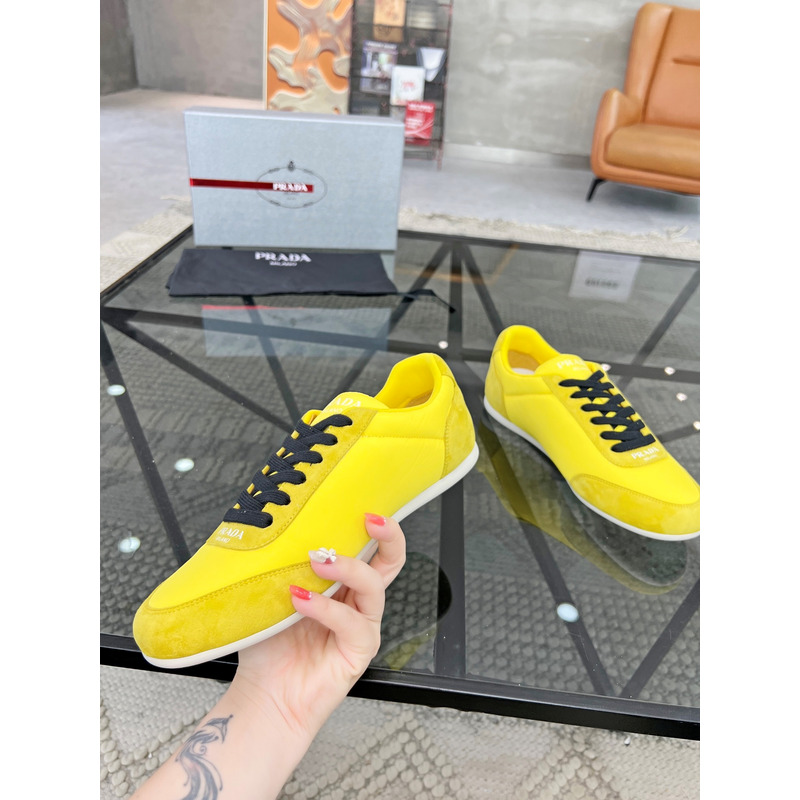 Pra*a suede and leather sneakers yellow