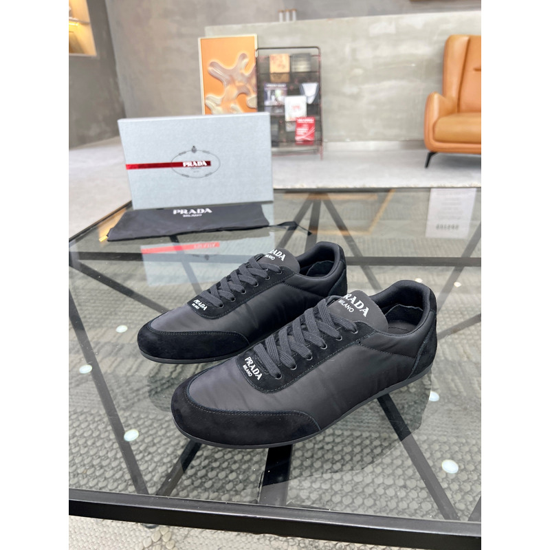 Pra*a suede and leather sneakers black