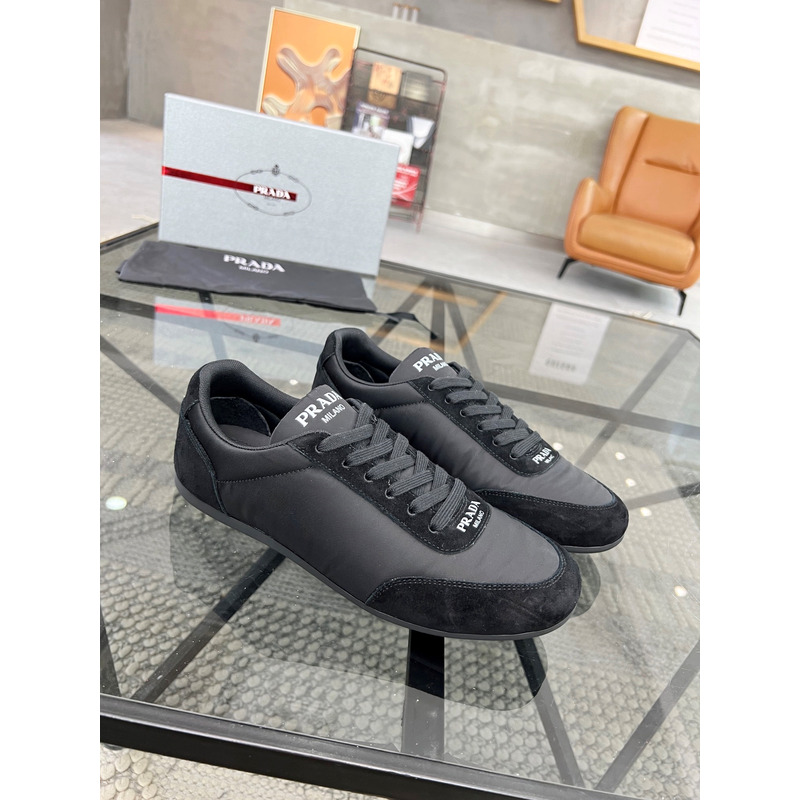 Pra*a suede and leather sneakers black