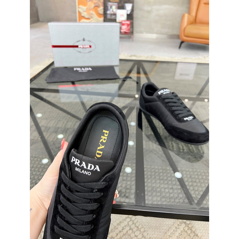 Pra*a suede and leather sneakers black