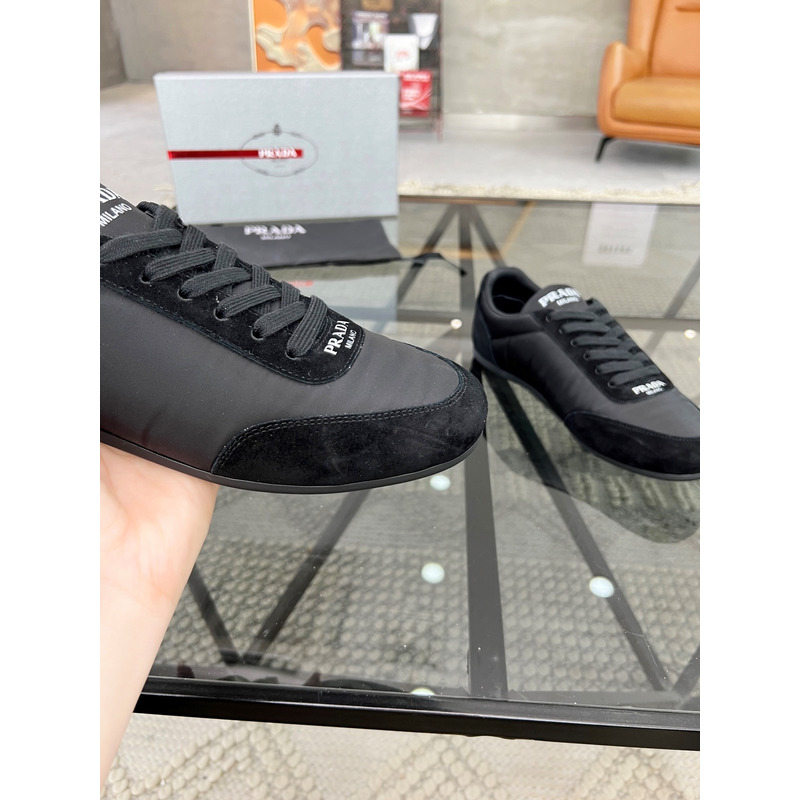 Pra*a suede and leather sneakers black