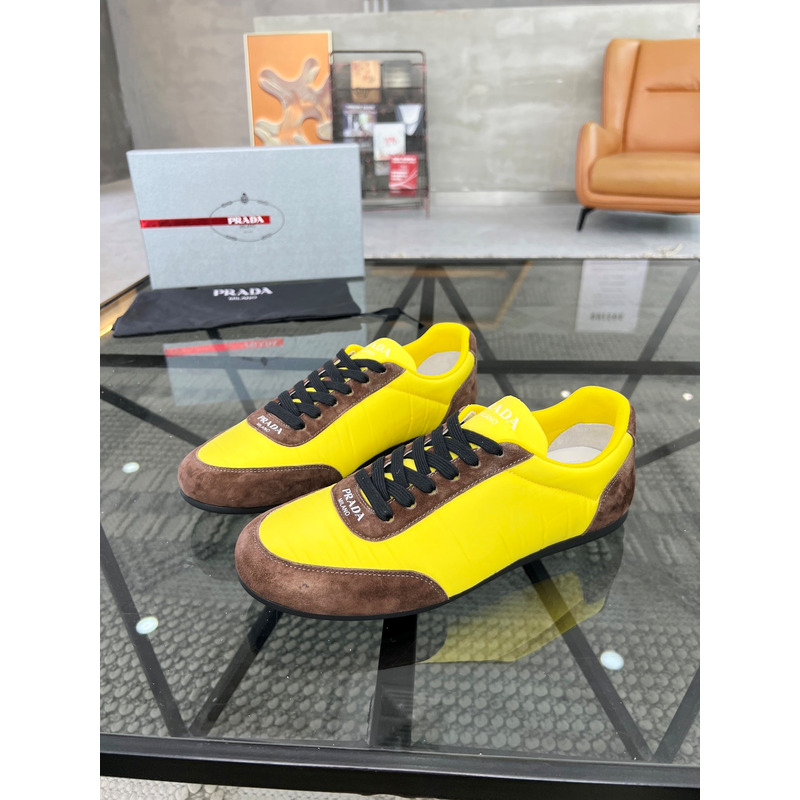 Pra*a suede and leather sneakers yellow