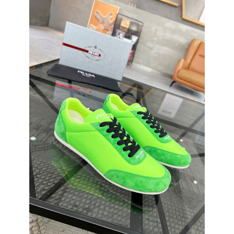 Pra*a suede and leather sneakers luminous green