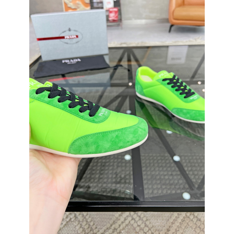 Pra*a suede and leather sneakers luminous green