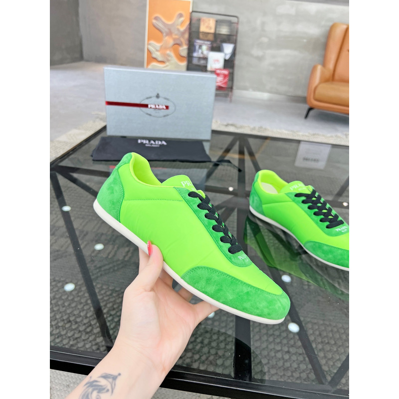 Pra*a suede and leather sneakers luminous green