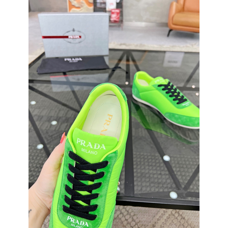 Pra*a suede and leather sneakers luminous green