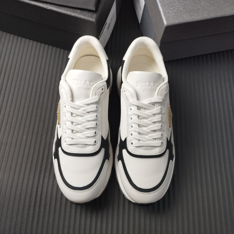 Pra*a suede and leather sneaker white grey