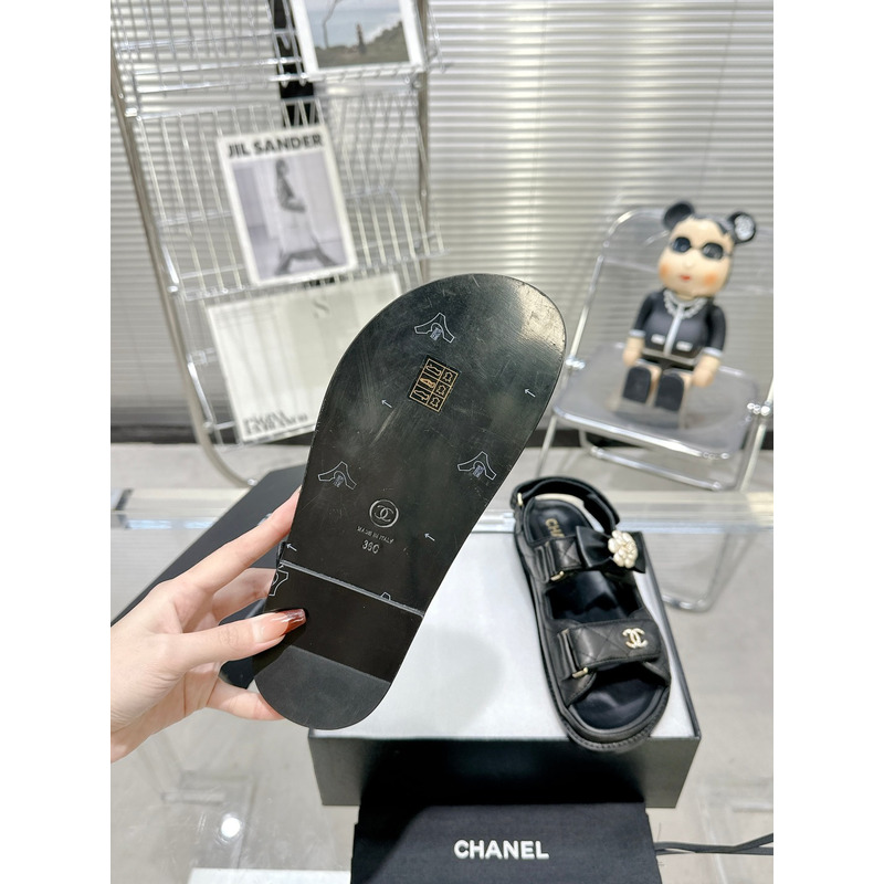 Ch*el leather dad sandals black