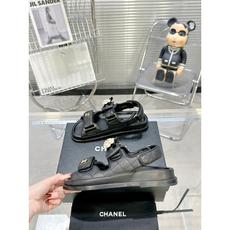 Ch*el leather dad sandals black