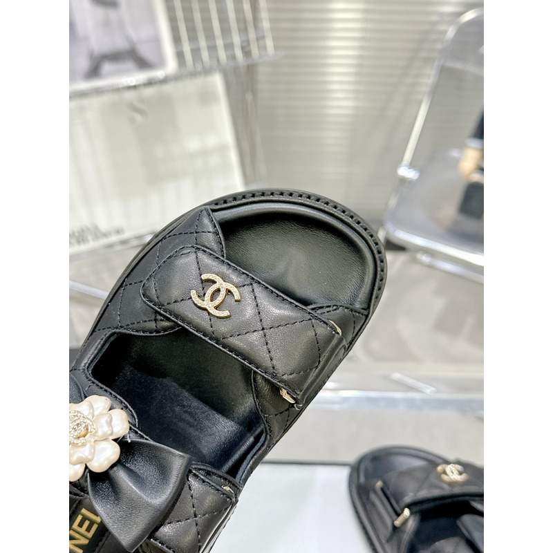 Ch*el leather dad sandals black