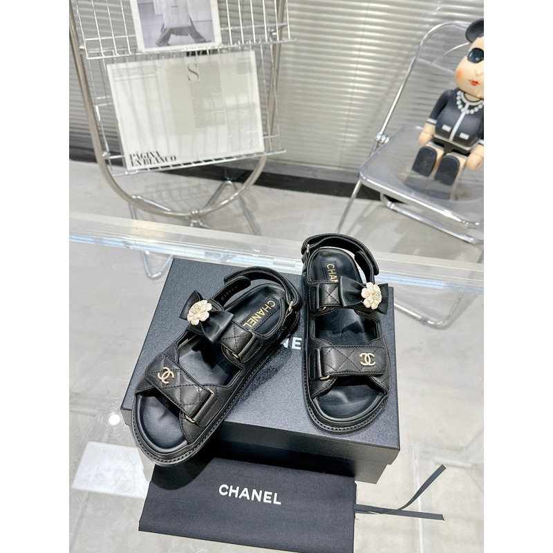 Ch*el leather dad sandals black