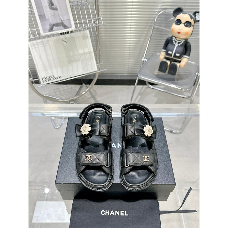 Ch*el leather dad sandals black