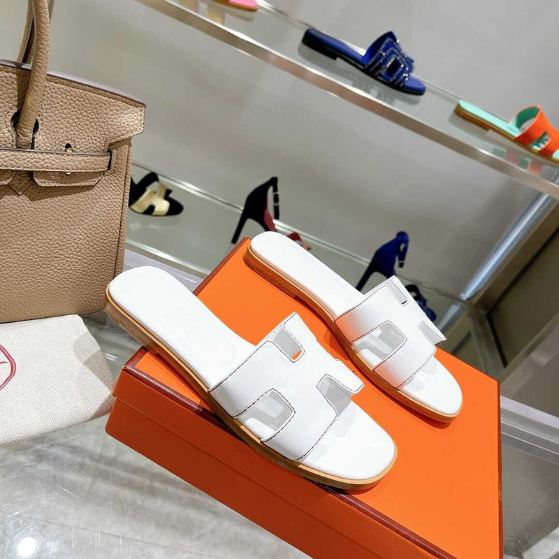 H**mes oran sandals white box calfskin