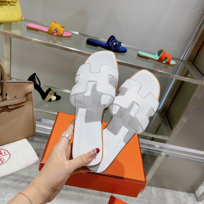 H**mes oran sandals white box calfskin