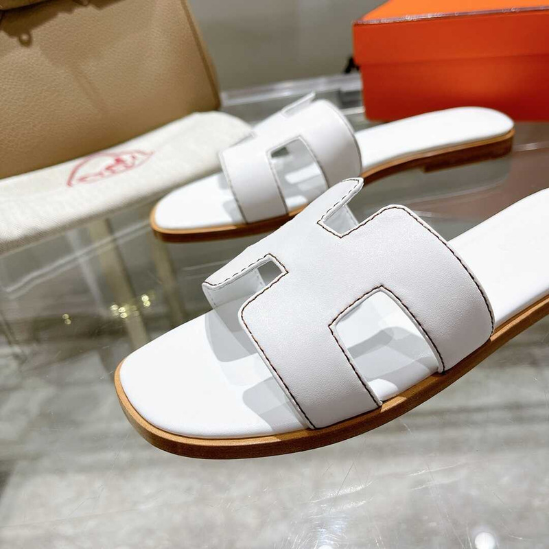 H**mes oran sandals white box calfskin