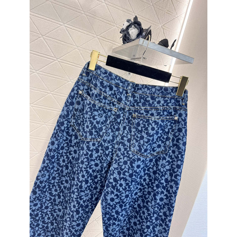 Ch*el jeans with flower blue