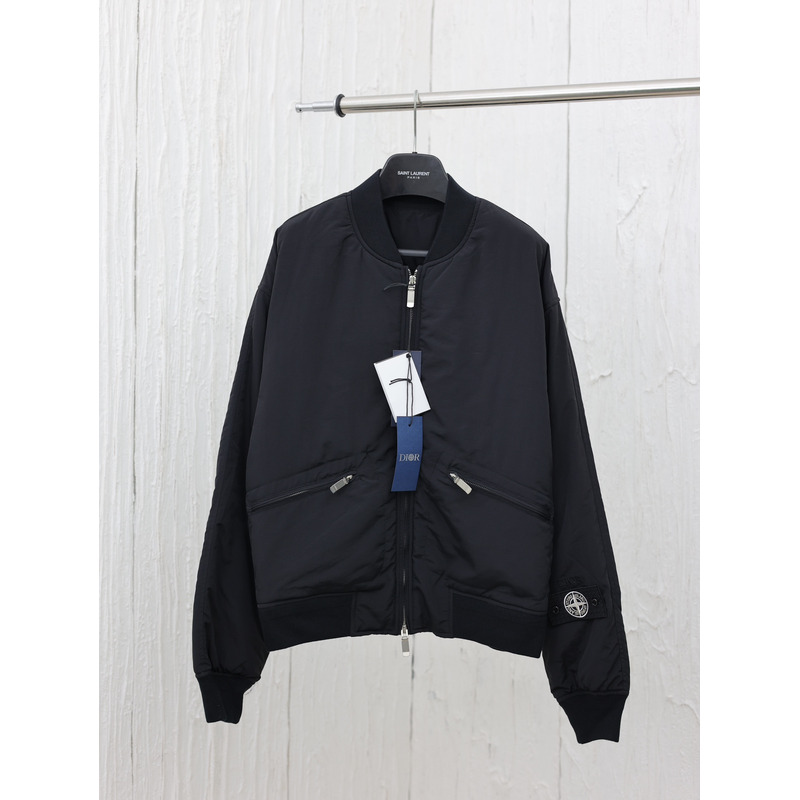 D*or x stone island habotai silk blend bomber jacket black