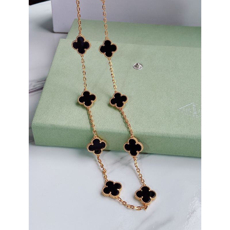 Van Cleef & Arpels Vintage Alhambra Necklace, 10 Motifs Black&Gold